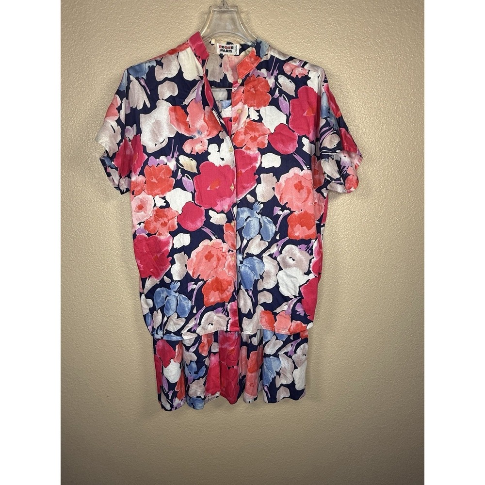 Vtg Rodier‎ Paris 2 Pc Floral Skirt Set  Sz 44 (M) Cottagecore Country Chic